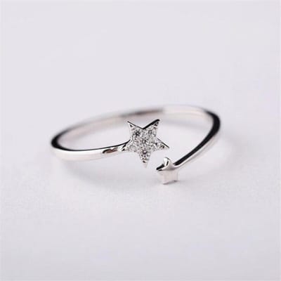 Nieuw temperament mooie flitsster 925 sterling zilveren sieraden persoonlijkheid kristal vrouwen populaire openingsringen R114 gray