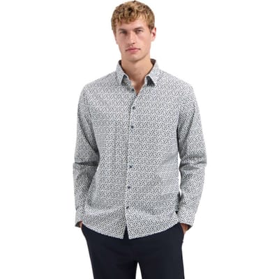 No Excess Shirt Stretch Allover Printed Dusty Blue Size: S | Casual Shirts Outlet | Heren | Blauw