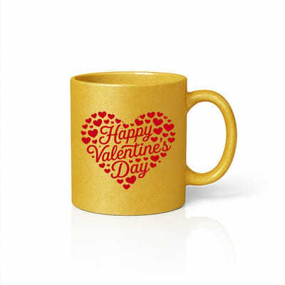 Happy Valentine’s Day Hart Mok – Gouden Glitter Keramische Koffiemok 330 ml – Romantisch Liefdescadeau