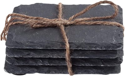 Glasonderzetters Leisteen Vierkant - 10 x 10 cm - Set 4 stuks