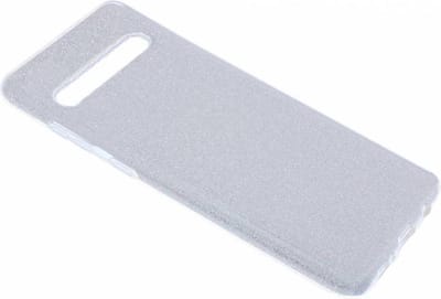 Ntech Hoesje Geschikt Voor Samsung Galaxy S10 Zilver Glitter TPU Back Cover Hoesje