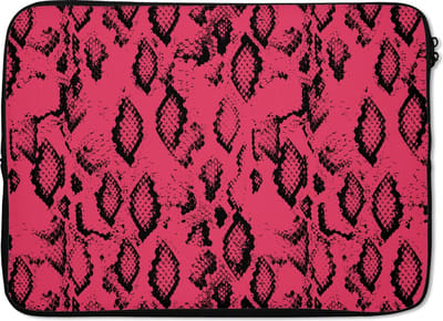 Laptophoes 14 inch - Slangenprint - Roze - Zwart - Laptop sleeve - Binnenmaat 33x23 cm - Zwarte achterkant