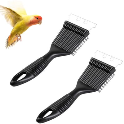 2-stuks Reinigingsborstel voor papegaaienkooien - Schep voor het reinigen van huisdierenkooien - Staalborstel - Gereedschap voor het reinigen van vogelpoep - Twee-in-één schep en borstel - Geschikt voor het reinigen van vogelkooien - Zwart