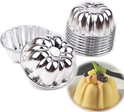 10 Stuks Aluminium Bakvormen Set - Halfronde Vormpjes voor Taart, Pudding en Cupcakes