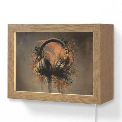 Wandlamp 20x15 cm - Oplaadbaar - Koptelefoon - Bruin - Verf - Vintage - Wandlampen binnen woonkamer - Slaapkamer lamp met kabel - Decoratieve nachtlamp - Vloerlamp snoer