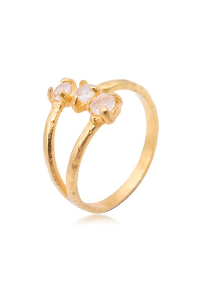 Haze & Glory - Ring - HG HAZE & GLORY - Ring dames gemaakt in 925 sterling zilver, sieraden dames, zilveren ring, met maansteen, modern, drie-eenheid, verguld - Dames