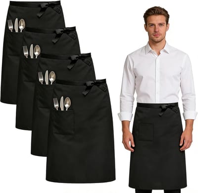 Verstelbare voorbinder schorten met zak, 4 stuks, 68 x 70 cm, ideaal voor keuken, restaurant en catering
