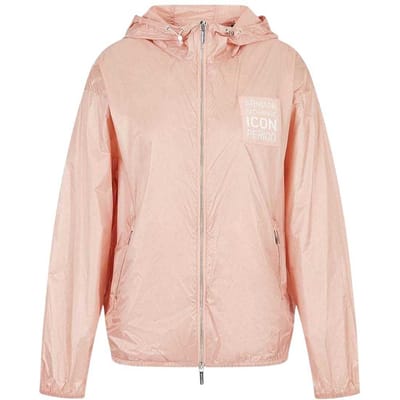 Armani Exchange Damesjack met logo en doorlopende ritssluiting (Roze)