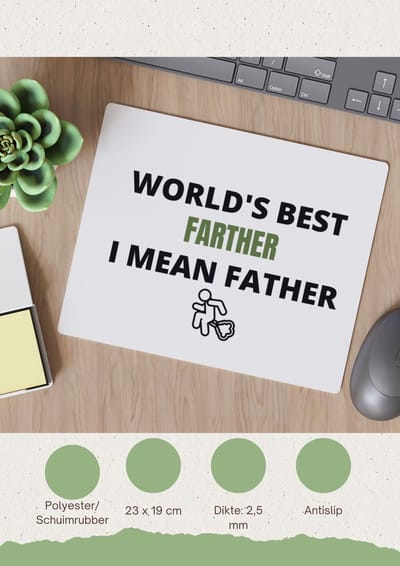 Akyol - worlds best farther Muismat - Papa - cadeau papa - cadeau - verjaardag papa - vaderdag - beste papa - 23 bij 19 cm