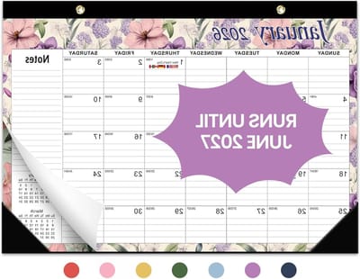 Bureaukalender 2026 - Maandkalender 18 maanden - Thuis en kantoor - Ruime dagelijkse roosters - 43 x 30 cm
