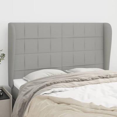vidaXL - Hoofdbord - met - randen - 147x23x118/128 - cm - stof - lichtgrijs