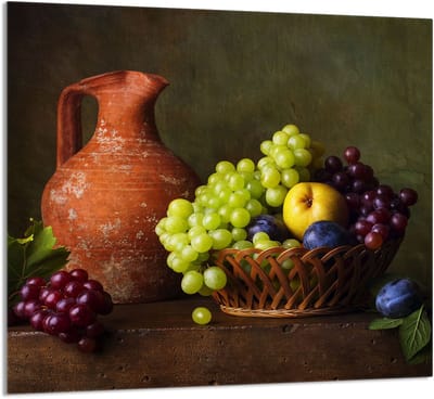 TMK ArtDeko Serie - Glazen Paneel voor Keuken - 65x60cm - Winogrono