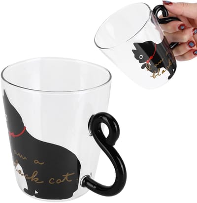 Dailygoods- Glazen Beker 300 ml - Set van 2 - Hoge Borosilicaatglas - Kattenbeker - Transparant Drinkglas - Geschikt voor Sap/Espresso - Koffiemok