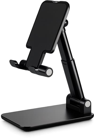 Verstelbare Telefoonhouder Bureau – Opvouwbare Smartphone Standaard – In Hoogte en Hoek Verstelbaar – Geschikt voor iPhone en Android – Zwart - FSW-Products