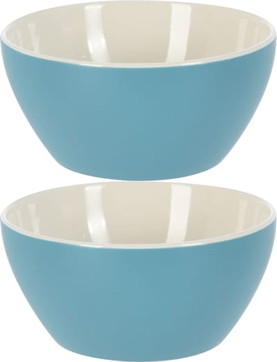 Excellent Houseware Soepkommen/schaaltjes - 2x - Acapulco - porselein - D14 x H6.5 cm - blauw
