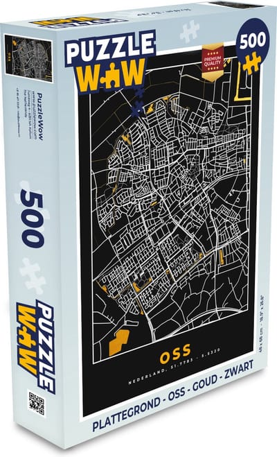 Puzzel Plattegrond - Oss - Goud - Zwart - Legpuzzel - Puzzel 500 stukjes - Stadskaart