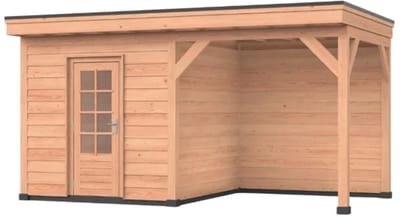 Douglas overkapping, 500 x 250, Met achterwand en twee zijwanden, Westwood Comfort Basic