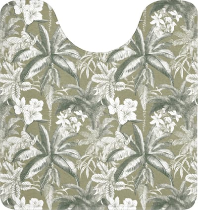 WC mat met uitsparing 55x60 cm - Antislip - Botanisch - Bloemen - Groen - Toiletmat met uitsnijding - Vloermat - Douchemat - Toilet tapijt - Toiletmatten