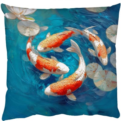 Sierkussens - Kussentjes Woonkamer - 50x50 cm - Vissen - Waterlelies - Oranje - Water