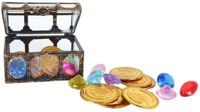 Destination Deep Schatkist met 12 Munten en 12 Diamanten 7.5 x 5.5 x 5 cm