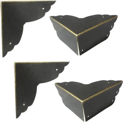 8x Zwarte Metalen Hoekbeschermers - Decoratieve Kast- & Meubelbeslag met Schroeven