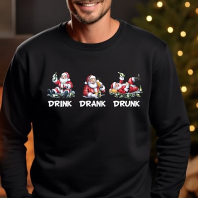 Kersttrui zwart- Maat S- Uniseks- foute kersttrui- drink drank drunk. Kerst outfit