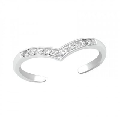 WeLoveSilver - zilveren teenring - hartvorm - kristallen - 925 zilver