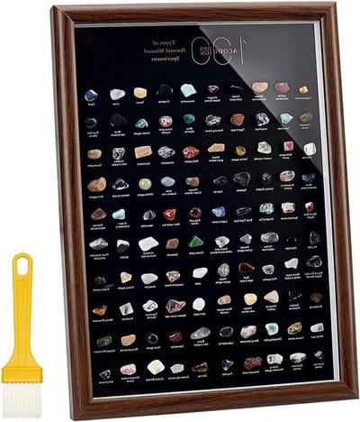 100 stuks Natuurlijke Minerale Specimen Schaduwdoos met Gemengde Stenen - Displaysysteem voor Kristallen - Crystal Chips Set - Thuis- en Kantoordecoratie