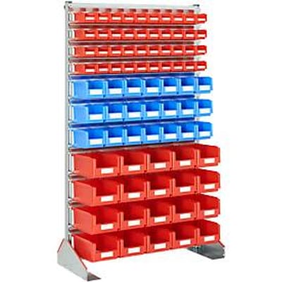 Staand magazijnrek enkelzijdig, B 1130 x D 500 x H 1885 mm, 40 x 0,7 l, rood + 21 x 3 l, blauw + 20 x 7,5 l, rood