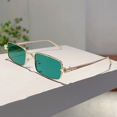 Vintage Rechthoekige Zonnebril Mannen Nieuwe Mode Klassiek Verloop Decoratieve Glazen Vrouwen Ins Luxe Merk Design Zonnebrillen golden