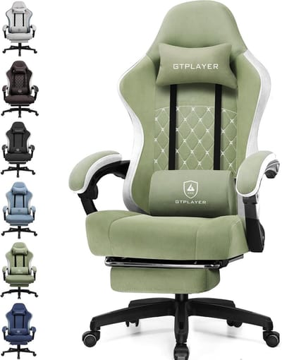 GTPLAYER - Gamingstoel Ergonomisch - Met Veerzitkussen en Voetensteun - Groen