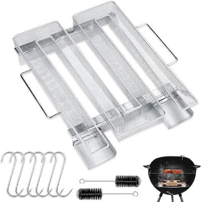 Efficiënte Cold Smoke Generator met 2 Borstels en 6 Haken voor Kettle Barbecue en Rookoven, Eenvoudig in Gebruik en Energiebesparend