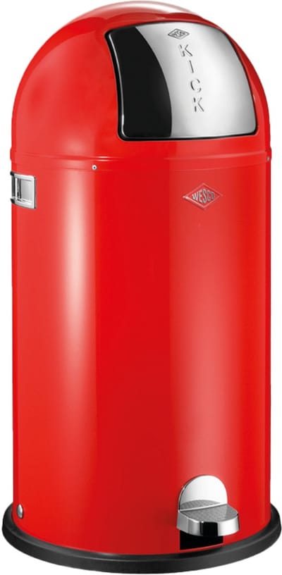 WESCO Kickboy Afvalemmer| Pedaalemmer | 40 Liter | Metaal - Rood | Prullenbak - Made in Germany