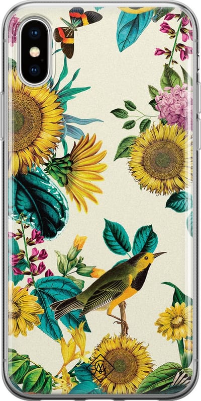 Casimoda® hoesje - Geschikt voor iPhone Xs Max - Zonnebloemen / Bloemen - Siliconen/TPU telefoonhoesje - Backcover - Bloemen - Geel