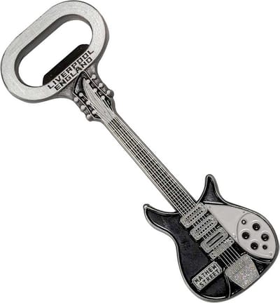 - Mathew Street B&W Guitar Flessenopener - Zilverkleurig