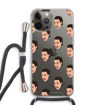 Case Company® - Hoesje met koord geschikt voor iPhone 12 Pro hoesje met Koord - Ugly Cry Call - Telefoonhoesje met Zwart Koord - Bescherming aan alle Kanten en Over de Schermrand