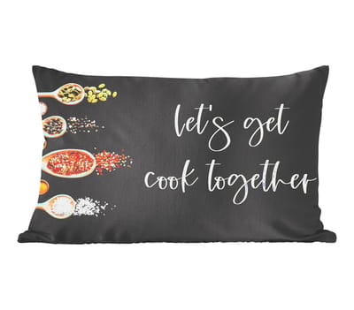 Sierkussens - Kussentjes Woonkamer - 50x30 cm - Let's get cook together - Koken - Quotes - Spreuken