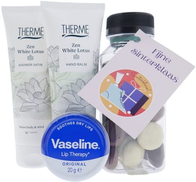 Therme Zen White Lotus Cadeauset – 4-delig – Shower + Hand Balm + Vaseline Lip + Kruidnoten – Cadeau voor haar