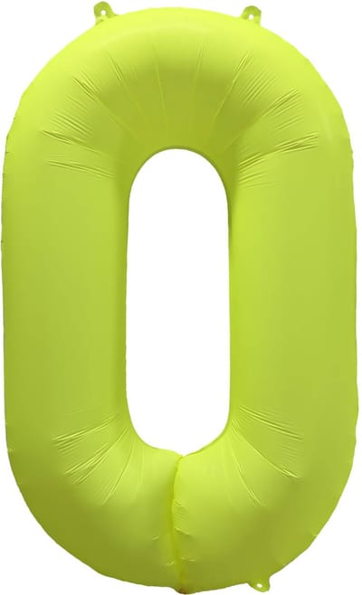 Riethmüller - Folieballon cijfer 0 - neon geel - 86 cm