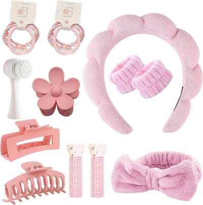 16-delige Haarband Set voor Make-up en Verzorging - Cosmetische Wrist Washband, Spa Haarband en Yoga Accessoires voor Haarverzorging en Douchegebruik