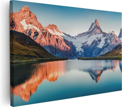 Artaza Canvas Schilderij Landschap - 30x20 cm - Klein - Wanddecoratie Natuur - Muurdecoratie Zonsondergang - Schilderijen Op Canvas Woonkamer