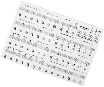 Pianotoetsen labels - Notenbalk stickers - Muziek leren - Visuele nootbegeleiding - Voor 88 toetsen - Zwart