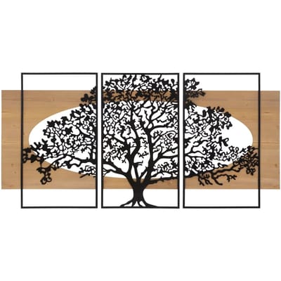 Wandpaneel Tree Iron & Wood Set 3 Pcs 176×2×90 cm