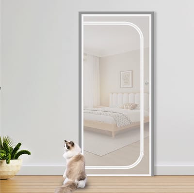Kattenhordeur - Versterkte kattendeur - 80x200 cm - Muggenwerend klein hondenhuisdier - Met ritssluiting - Voorkomt dat katten en honden het huis binnenkomen - Kattenwerend deurgordijn (Wit)