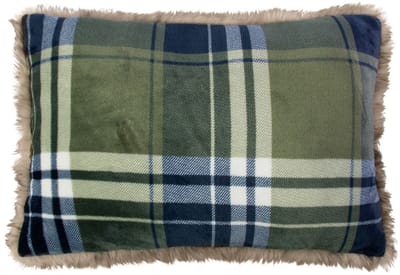 Kussen faux fur ruit groen 40x60 cm
