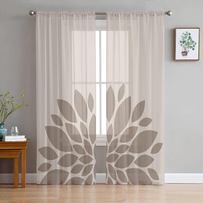 Bloem Dahlia Tule Gordijnen Woonkamer Keuken Chiffon Gordijn Slaapkamer Balkon Transparant Gordijn Mode Huisdecoratie 135W x 137H(cm)