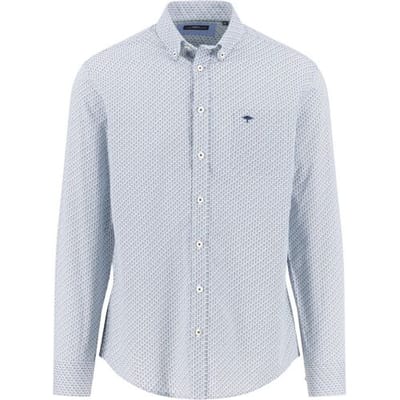 Fynch-Hatton Overhemd Mini Wave Allover Pattern Fern-Blue / male