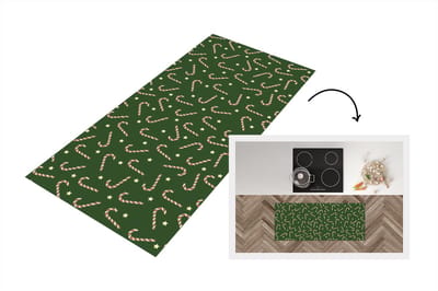 Keukenloper - Loper keuken - Kerstmis - Patronen - Zuurstok - Sterren - 120x50 cm - Keukenloper vinyl