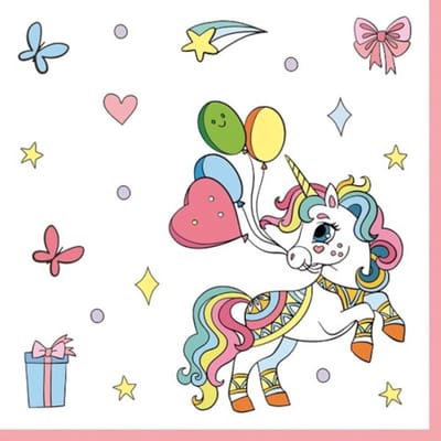 Lunch servetten Colourful Unicorns - Daisy - 33x33 cm