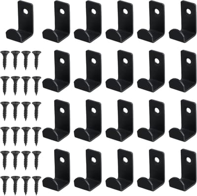 Set van 21 RVS L-vormige Kledinghaken met Schroeven - Zwarte Wandhaken voor Slaapkamer, Badkamer en Keuken, Ideaal voor Kleding en Accessoires